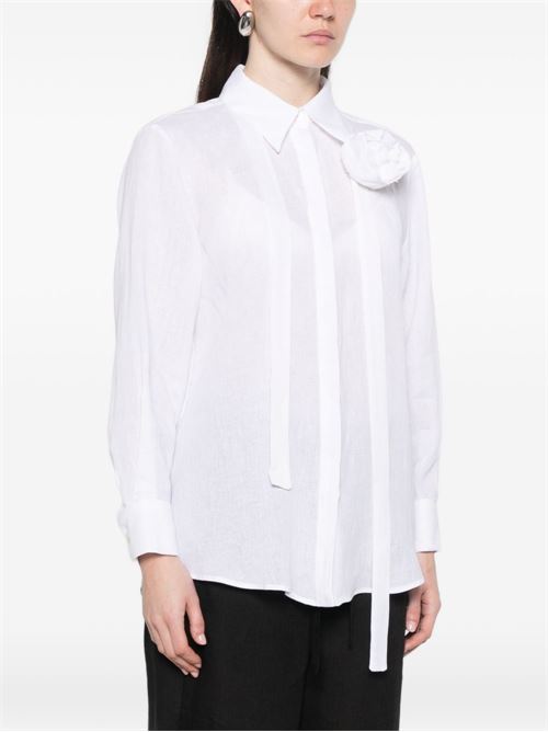 Blusa donna Marella Sport bianca in lino con fiocco MARELLA Sport | EDITORE001